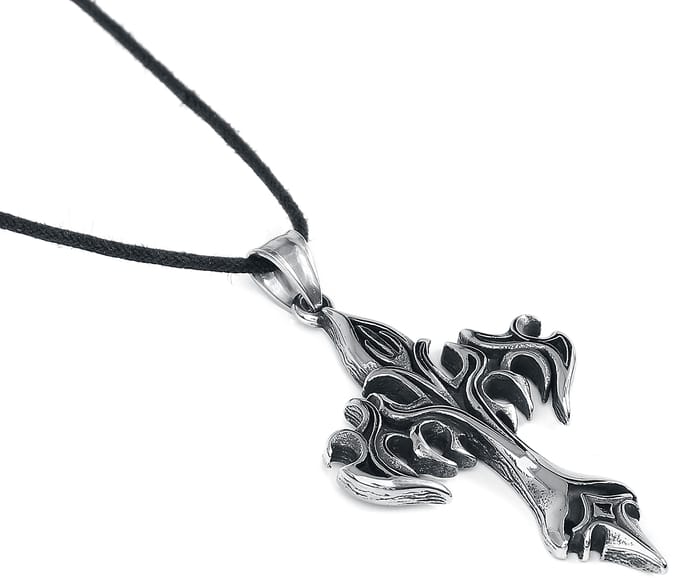 etNox hard and heavy - Gothic Halsketting - Flame Cross - zilverkleurig
