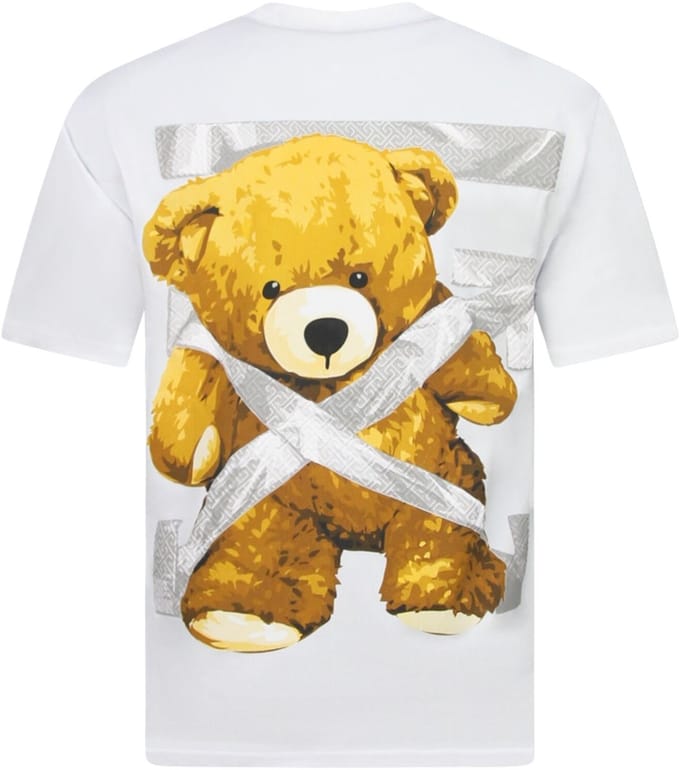 Tshirts Heren Grappig - Oversized T shirt Heren - Heren Tshirt met Opdruk - Fun Shirts Bear -1960- Wit