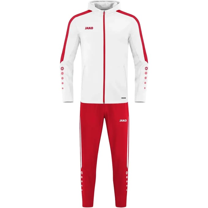 Jako Power Vrijetijdspak Met Kap Heren - Wit / Rood | Maat: M