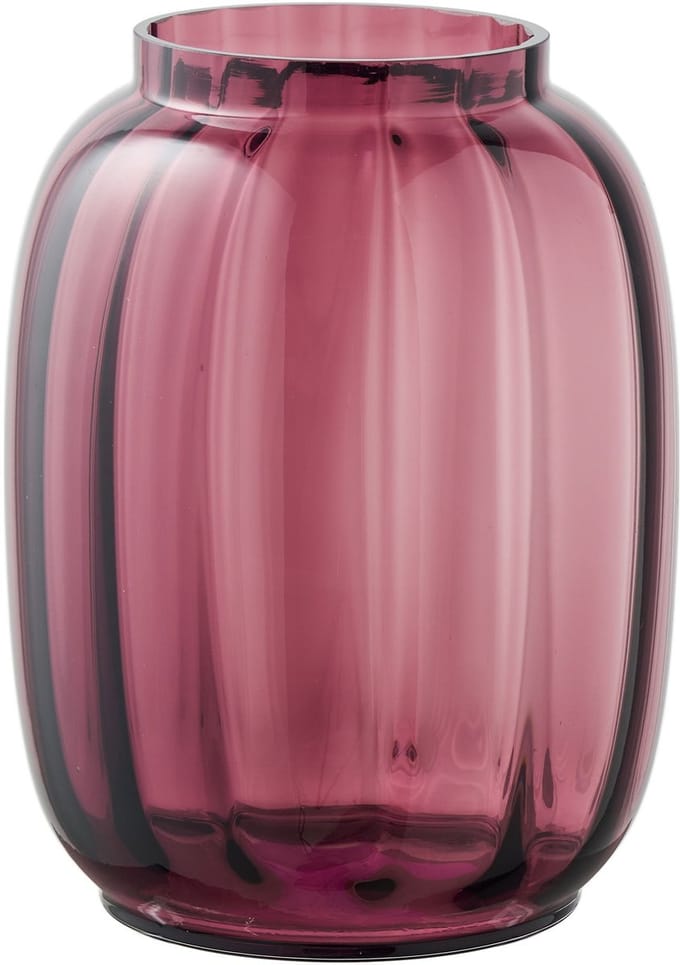 Lykke vaas mondgeblazen glas smoked Rood.