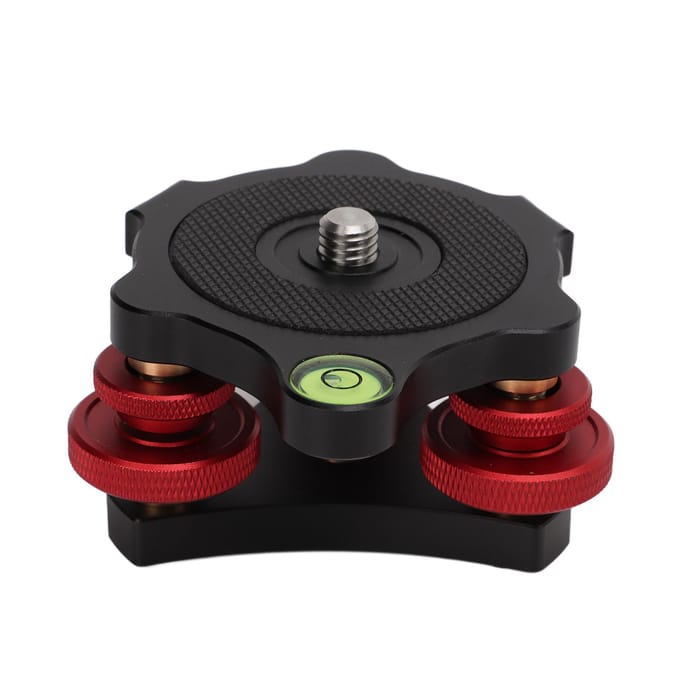 LP‑64 Camera Statief Balhoofd Waterpasbasis Aluminium Drievoudig Wiel Waterpas Waterpasbel black