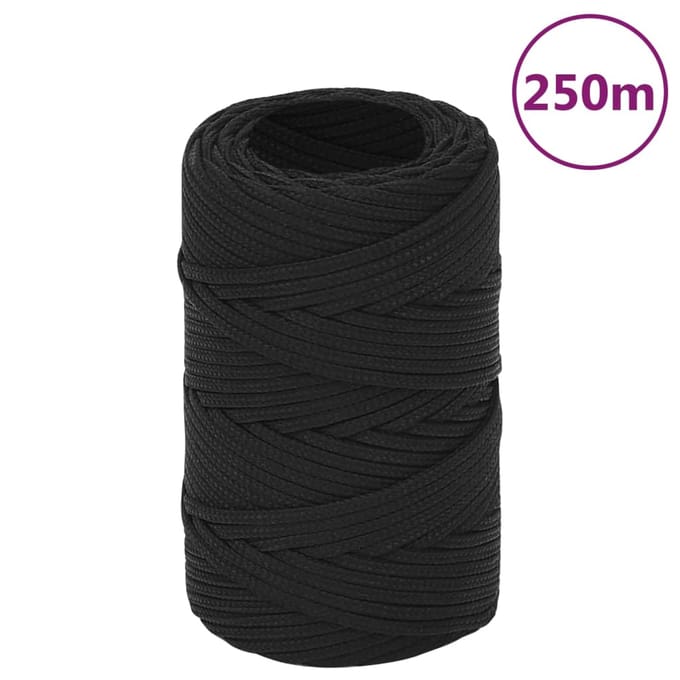 vidaXL - Boottouw - 2 - mm - 250 - m - polypropeen - zwart