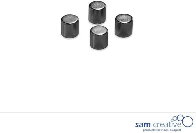 Sam Creative Whiteboard Magneten - Cylinder - 10 mm - Metallic - Zwart - 4 stuks