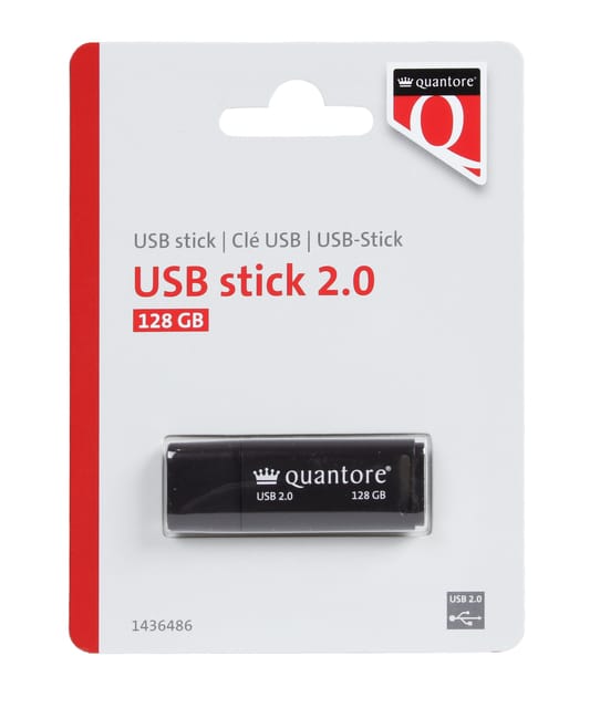 USB stick 2.0 Quantore USB-A 128GB zwart 1 Stuk
