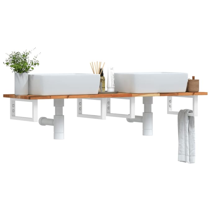 vidaXL - Badkamer - wandschap - staal - en - massief - acaciahout
