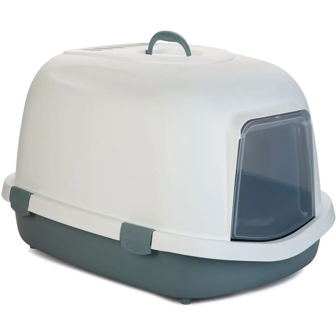 S Queen - Kattenbak - Wit/Lichtblauw - 55x71x46,5 cm