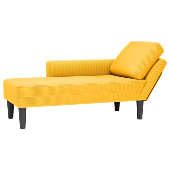 vidaXL - Chaise - longue - met - kussen - corduroy - stof - lichtgeel