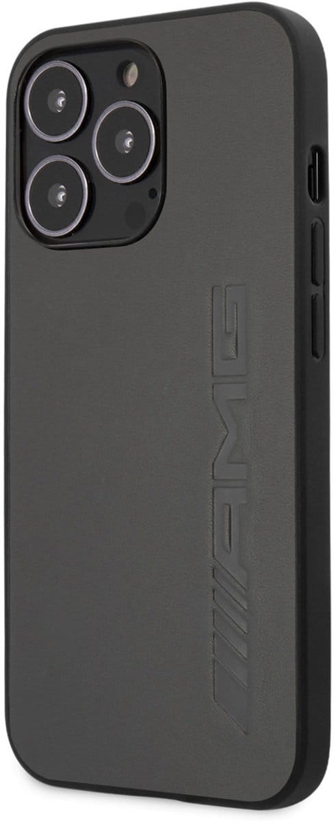 IPHONE 13 PRO - LEDERGRIJS WARM GESTEMPELD LOGO - AMG