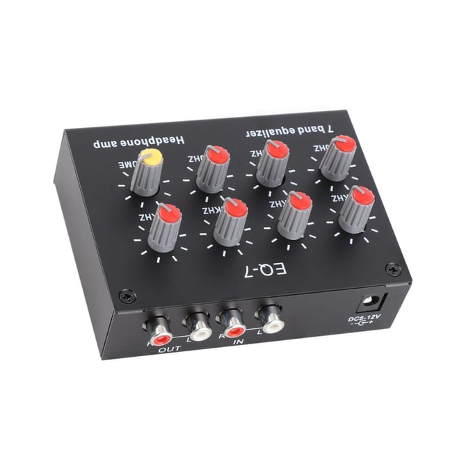 7-bands geluidsequalizer 12 dB hoge basregeling Dual Channel digitale equalizer wit