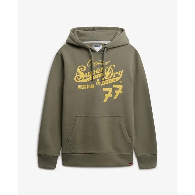 Superdry - Leather & Boot Co Script hoodie - Heren - Hoodies
