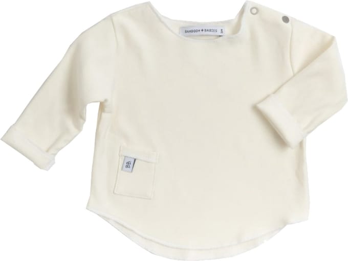 Bamboom T-shirt Lange Mouw Crème 3 Mnd