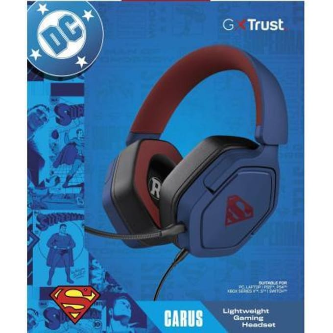 Trust GXT 492SM Carus - Gaming Headset - Bedraad - 50mm Drivers - Over-ear - Superman Blauw