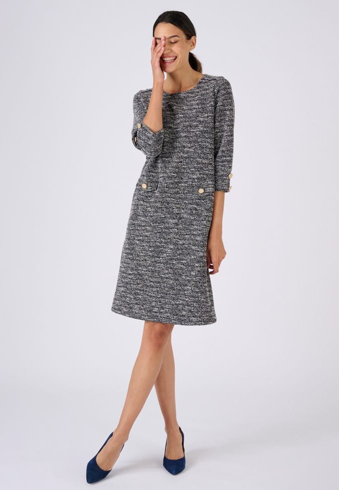 Damart - Tweed jurk - Dames - Blauw - 48