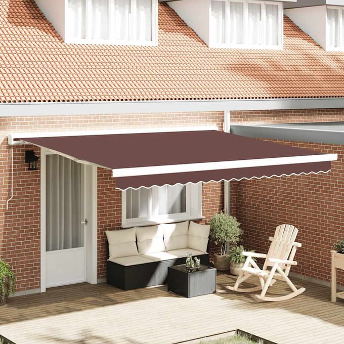 vidaXL - Luifel - handmatig - uittrekbaar - 400x300 - cm - bruin