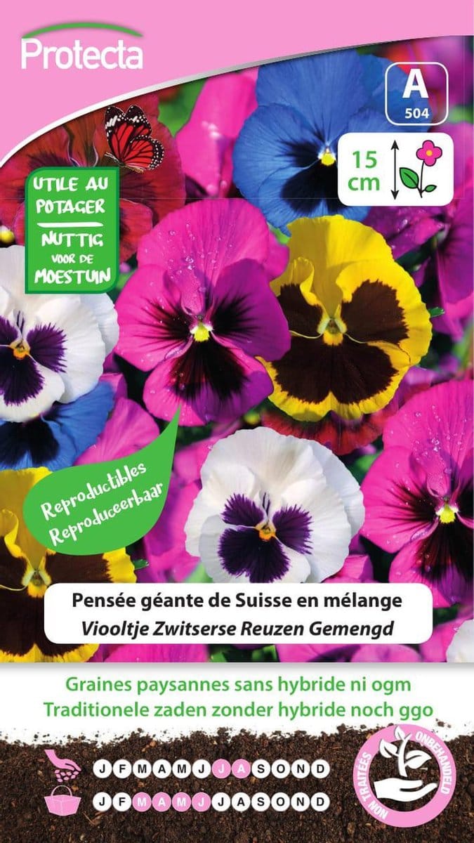 Protecta Bloemen zaden: Viooltje Zwitserse Reuzen Gemengd