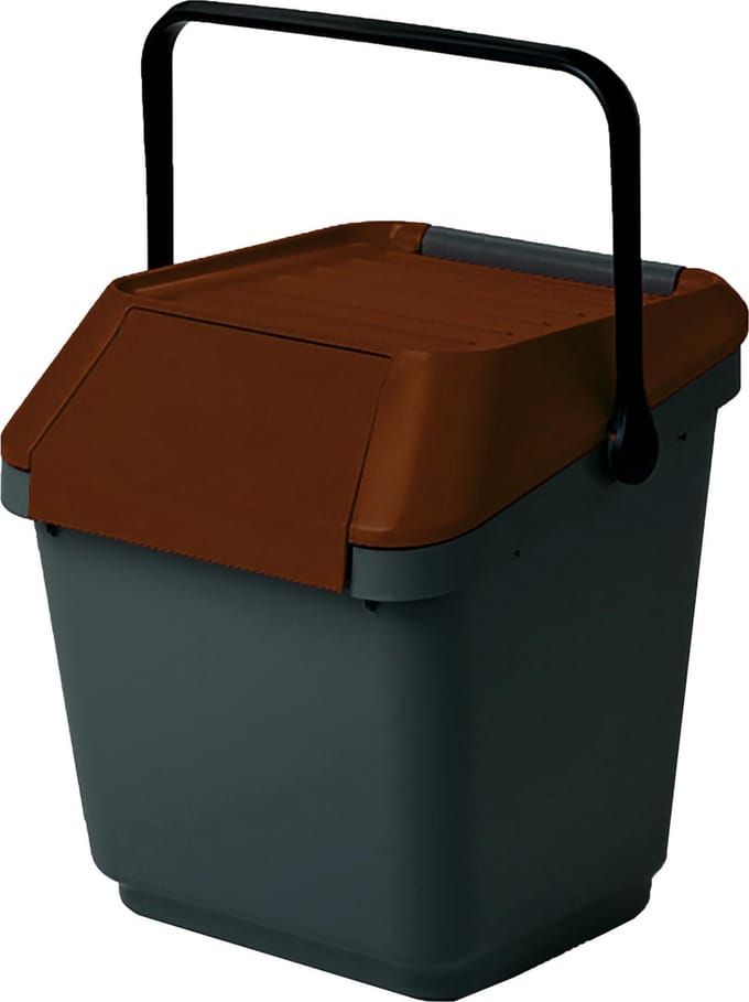 EasyMax afvalemmer 35 liter grijs/bruin - stapelbaar