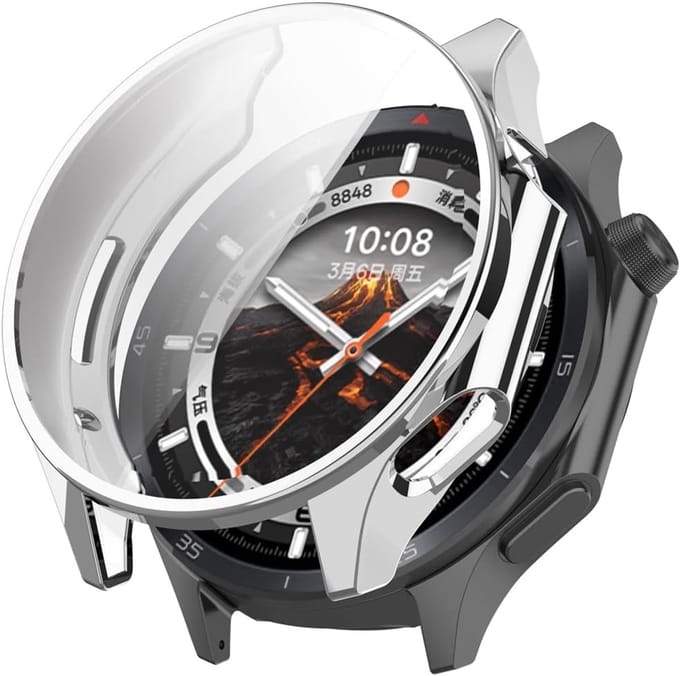 Strap-it Schokabsorberend TPU hoesje - soft case geschikt voor OnePlus Watch 3 (zilver)