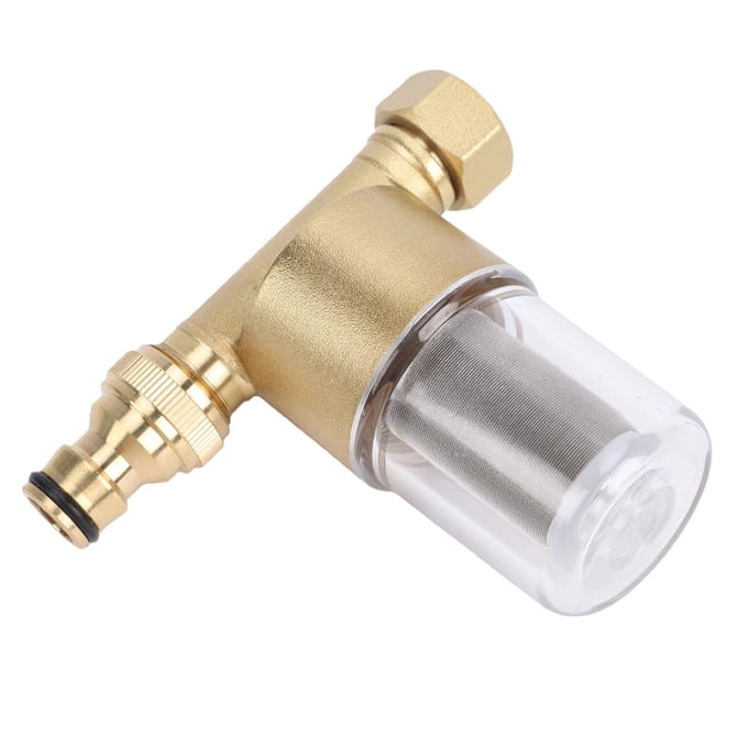 40 Micron Herbruikbaar Sedimentfilter PP Messing Inline Waterfilter voor Wasmachine Douche Tuinslangen beige