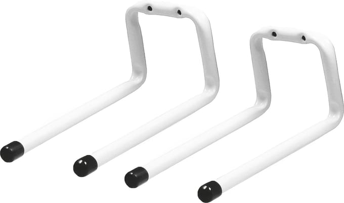 Amig Garage wand/muur ophanghaken - 2x - metaal - wit - H12 cm x L19 cm