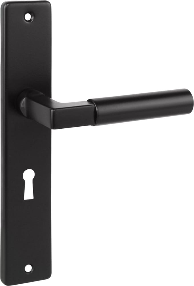 Karwei - deurkruk set Stefano - recht schild - sleutelgat 56 mm - zwart - aluminium