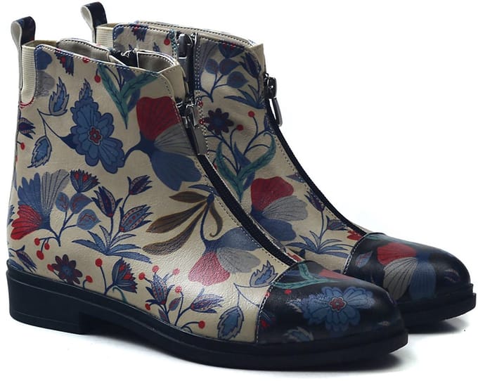 Goby Floral Dames Boots - Vegan Leer - Handgemaakt - Maat 37