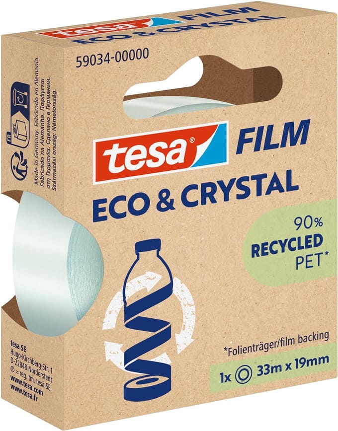 Plakband Tesa eco&crystal 59034 19mmx33m transparant blister | 10 stuks
