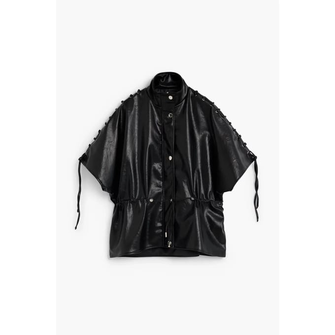 Leren poncho met koorden vrouw Desigual