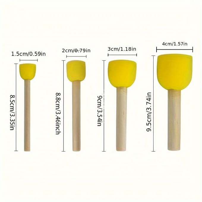 20Pcs Pinceaux Éponges Jaunes pour Graffiti, Peinture et Projets Artistiques - Têtes Rondes Champignon beige