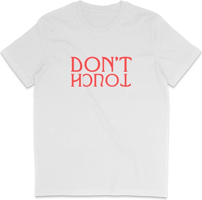 T Shirt Heren Dames - Grappige Tekst: Don't Touch - Wit - S