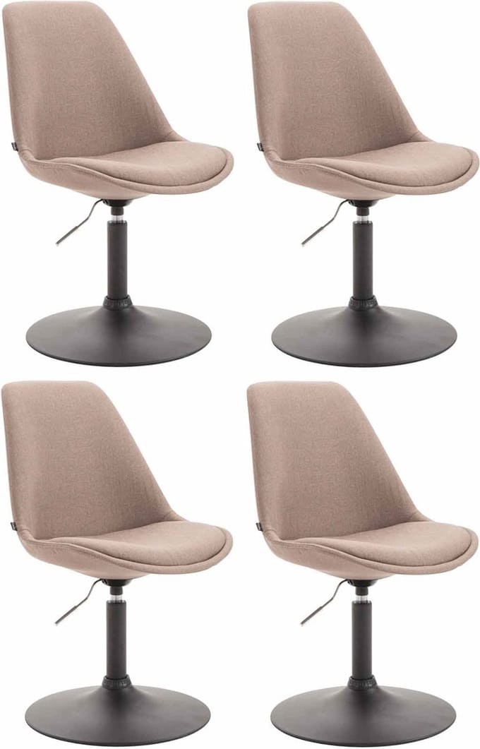 CLP Maverick Set van 4 Eetkamerstoelen - Stof taupe zwart