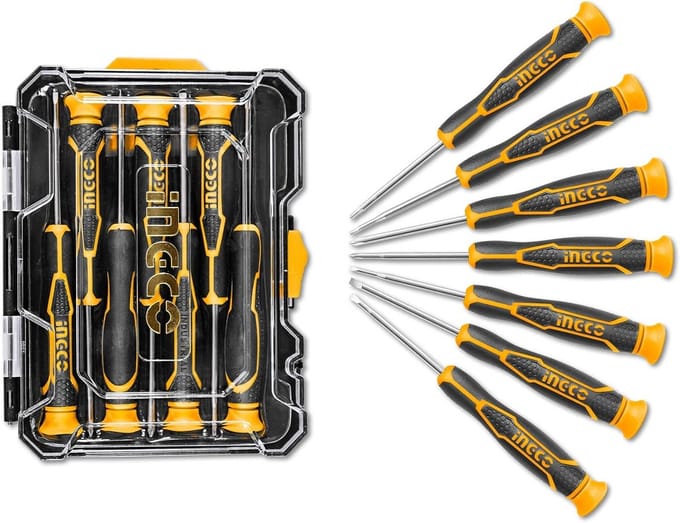 Set van 7 precisie schroevendraaiers voor fijnmechanica