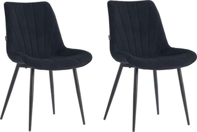 Colenis® - Lesedi Eetkamerstoel - Set Van 2 - Zwart - Velvet
