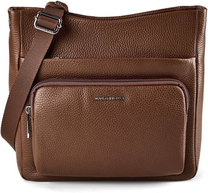 MANDARINA DUCK Leren schoudertas Mellow Leather Crossover Bag Milk Chocolate donkerbruin