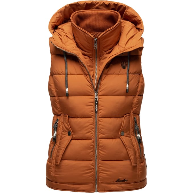 Marikoo dames gewatteerd vest – Taisaa, licht met capuchon & snackvak