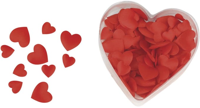 Rayher hobby materialen - luxe satijnen strooi hartjes - rood - Valentijn thema - 200 stuks