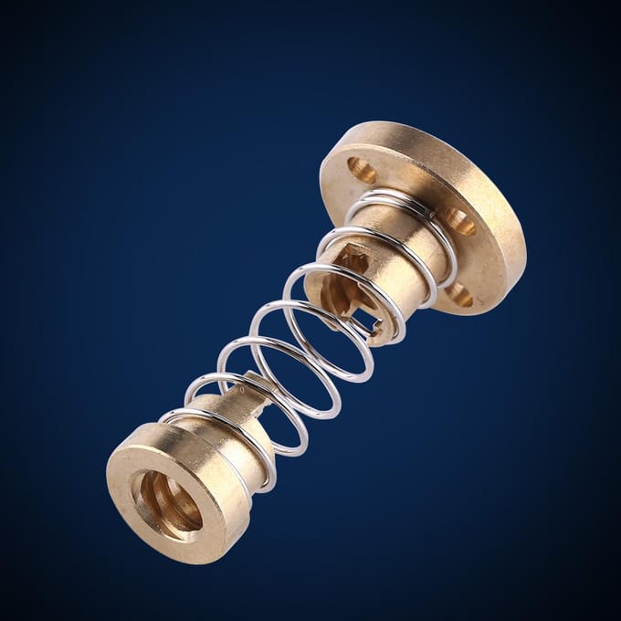 Anti-backlash veerbelaste eliminatie-openingsmoer voor T8-schroefdraadstang 3D-printeronderdeel beige