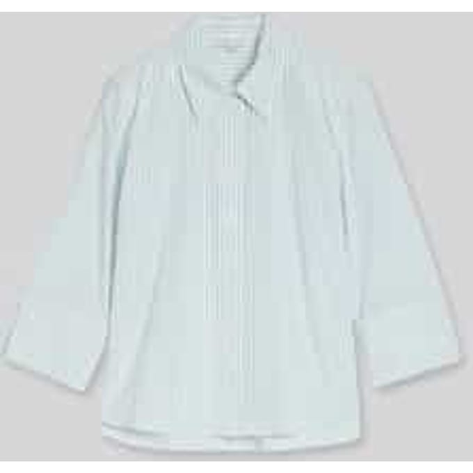 Tom Tailor - Popeline overhemdblouse met 3/4-mouwen - Maat 44 - blue haze white thin stripe