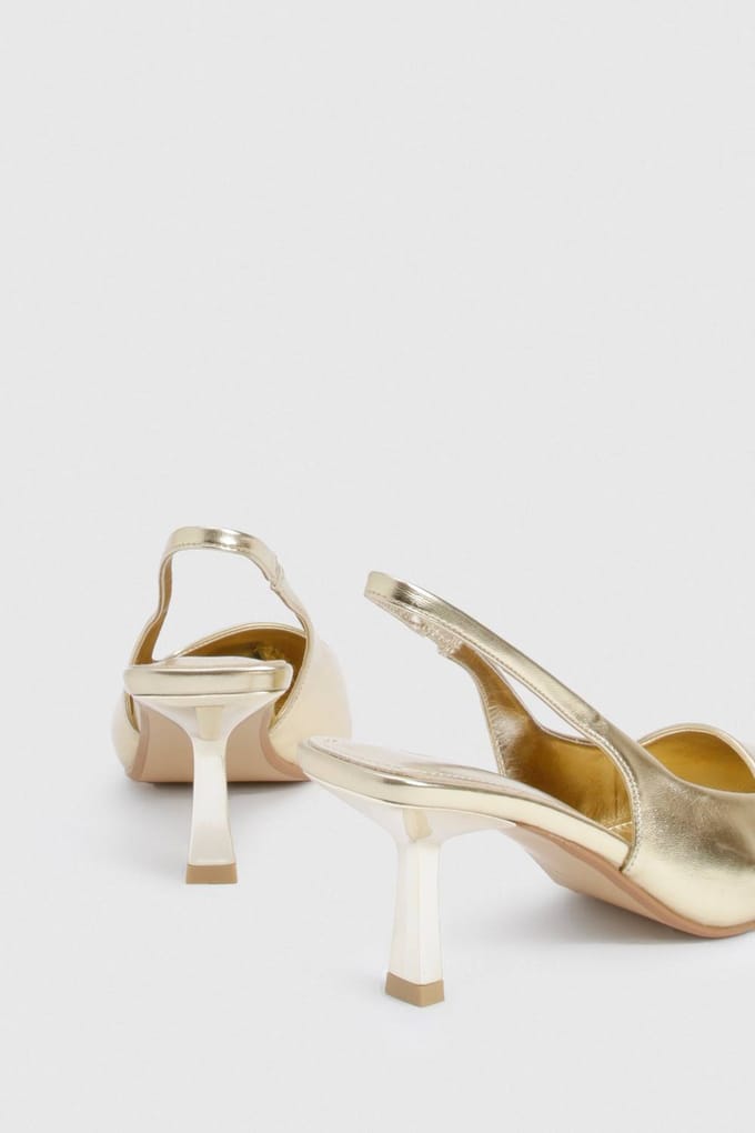 boohoo Dames Lage Stiletto Slingback Court | Gold | Maat: 3