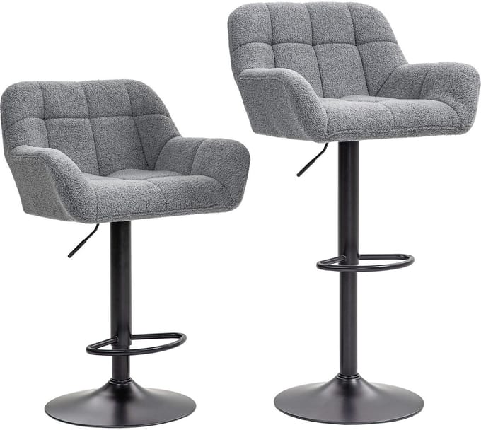 HOMCOM Barkruk Polyester, Staal 57,5L x 52,5B x 93-114H cm Grijs
