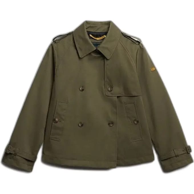 Superdry Korte Trenchcoat Green Grootte: 36
