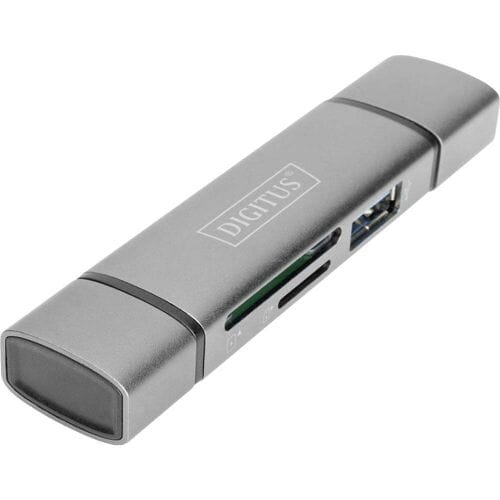 Digitus DA-70886 Externe geheugenkaartlezer / hub USB-A 3.0, USB-A, USB-C Grijs