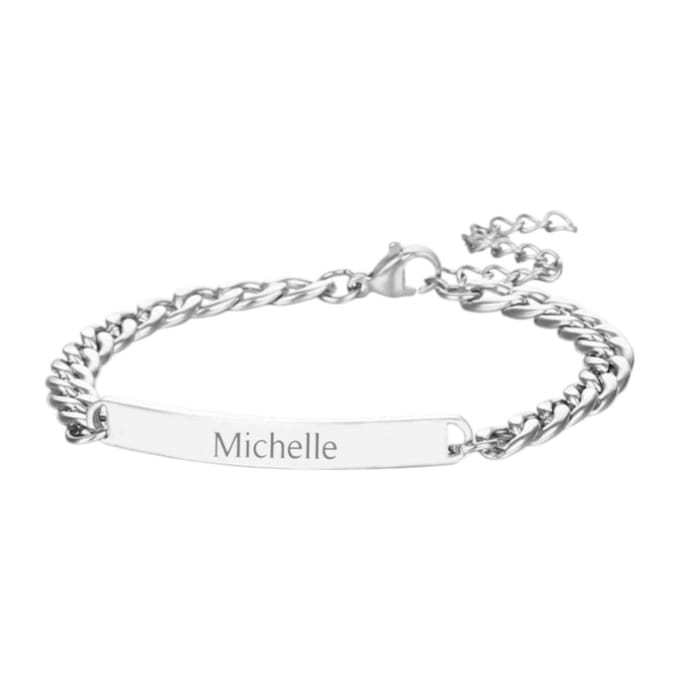 Dames Schakelarmband met Naam Zilver