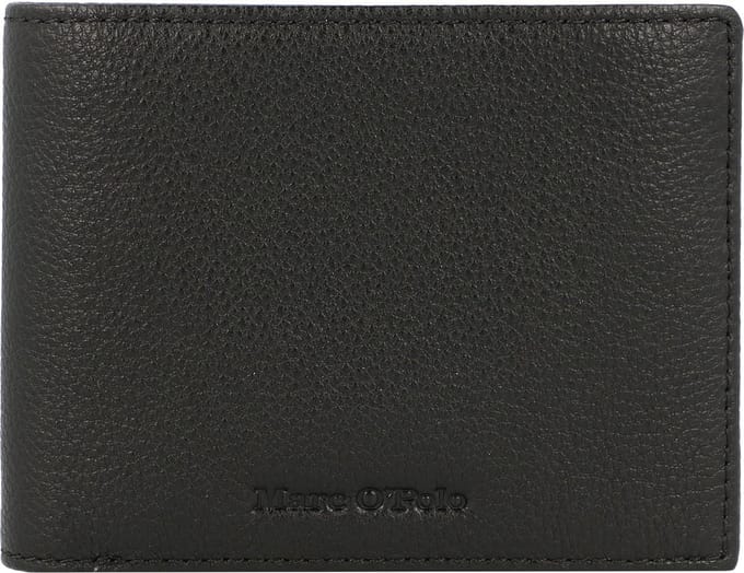 Marc O'Polo Leren Portemonnee Pete Wallet With Flap Black Zwart