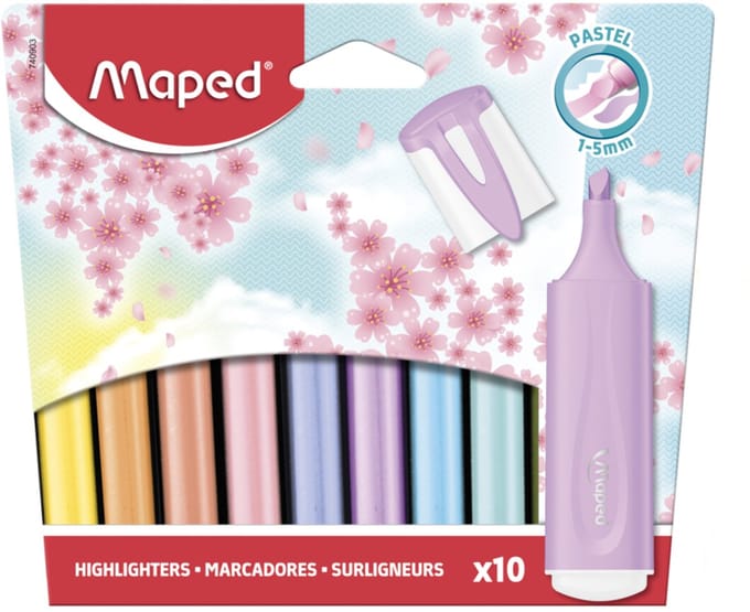 Maped 740903, 10 stuk(s), Beitelvormige punt, 1 mm, 5 mm, Inkt op waterbasis