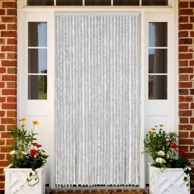 vidaXL - Vliegengordijn - 118x220 - cm - chenille - grijs