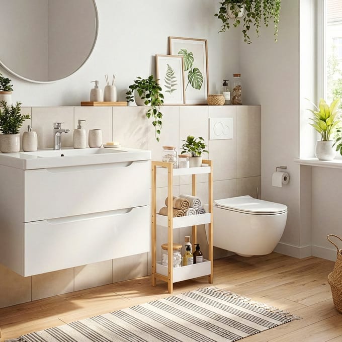 Badkamerrek Anun 75x28x20 cm naturel en wit [en.casa]