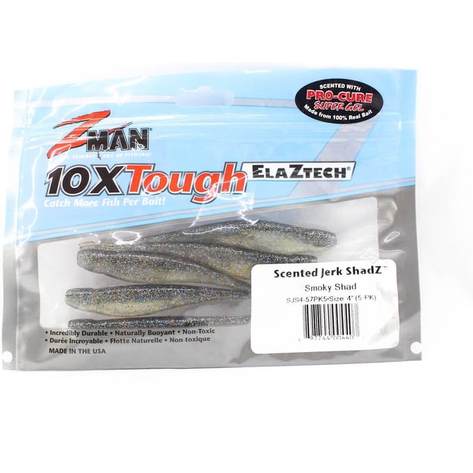 Zman Soft Lure Jerk ShadZ 4 Inch 5/Pack Smoky Shad (4407)