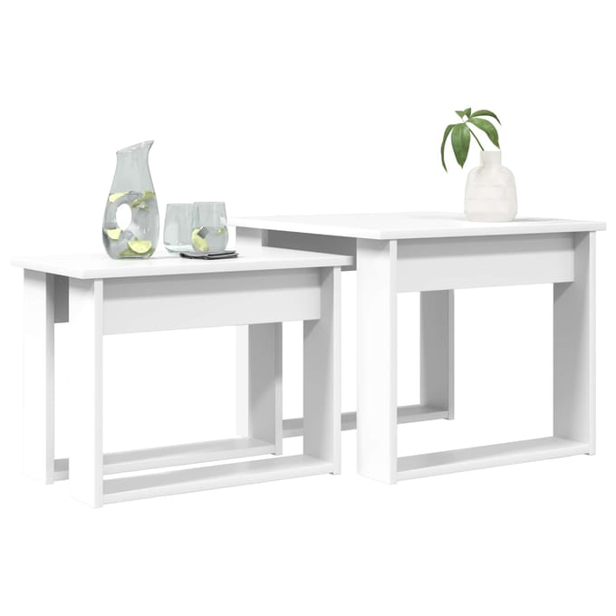 vidaXL - Koffietafel - Set - 2 - st - Wit - 50 - x - 52 - x - 42 - cm - Bewerkt - hout