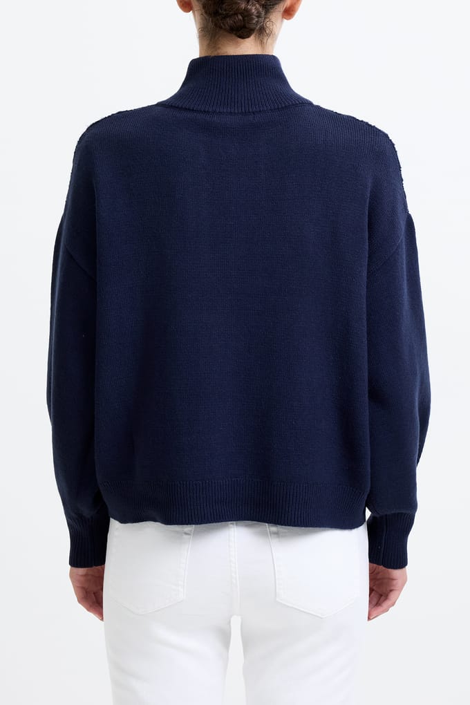 French Connection Babysoft Cable Half Zip Duchess Blue Taglia: S | Maglioni a maglia Outlet | Donna | Blu