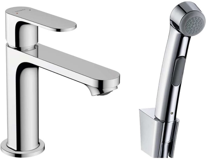 Hansgrohe Rebris S wastafelkraan - model 110 - opbouw - laag - met handdouche - chroom